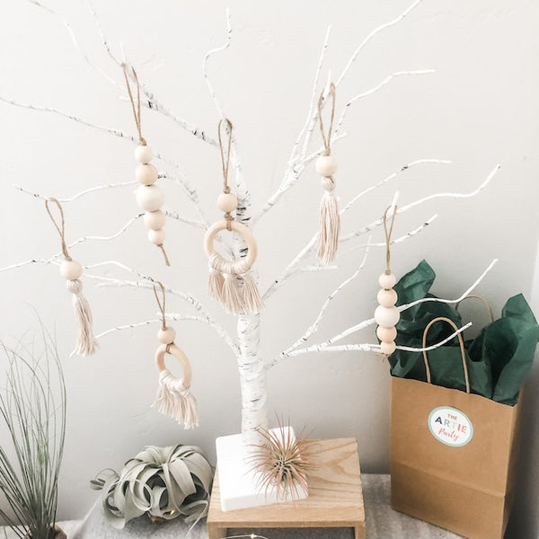 Beaded Tassel Holiday Ornaments- Natural