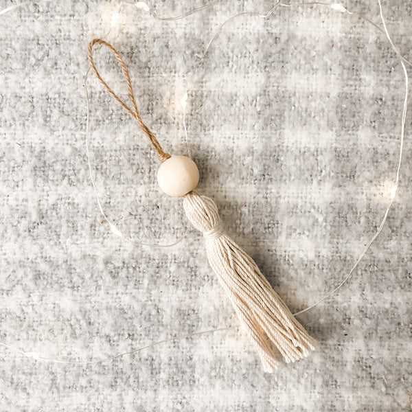 Beaded Tassel Holiday Ornaments- Natural
