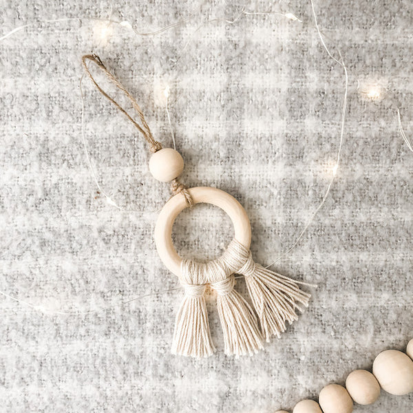 Beaded Tassel Holiday Ornaments- Natural