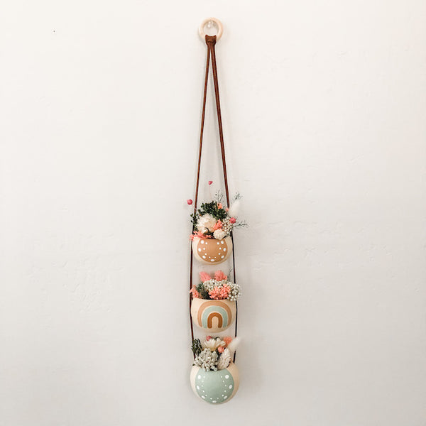 Neutral + Pastel Blue Bell Cup Hanger- Set of 3