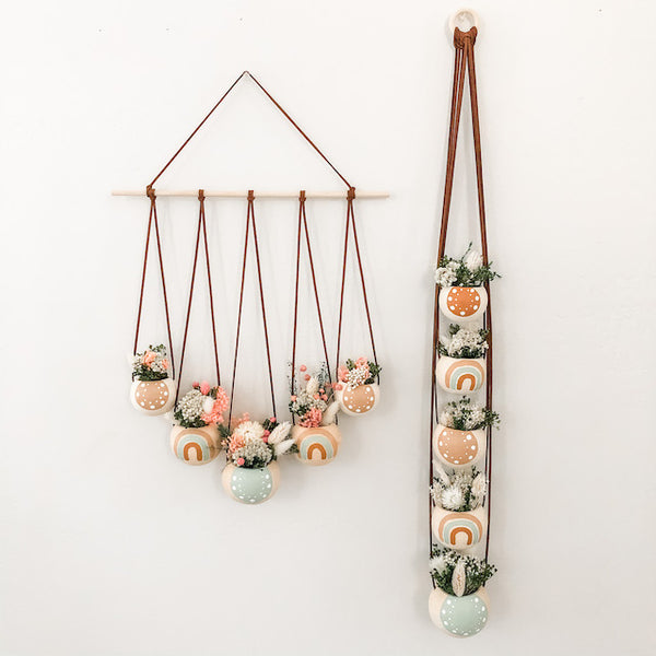 Neutral + Pastel Blue Bell Cup Hanger- Set of 5