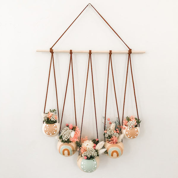 Neutral + Pastel Blue Bell Cup Hanger- Set of 5