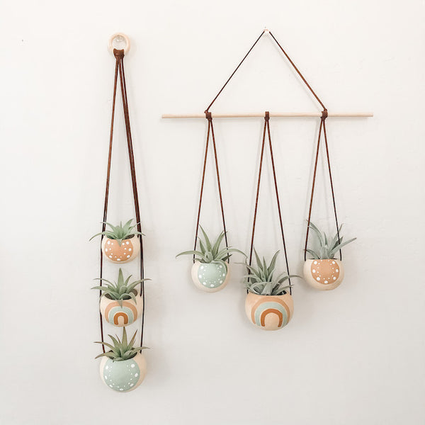 Neutral + Pastel Blue Bell Cup Hanger- Set of 3