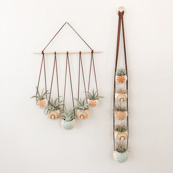 Neutral + Pastel Blue Bell Cup Hanger- Set of 5