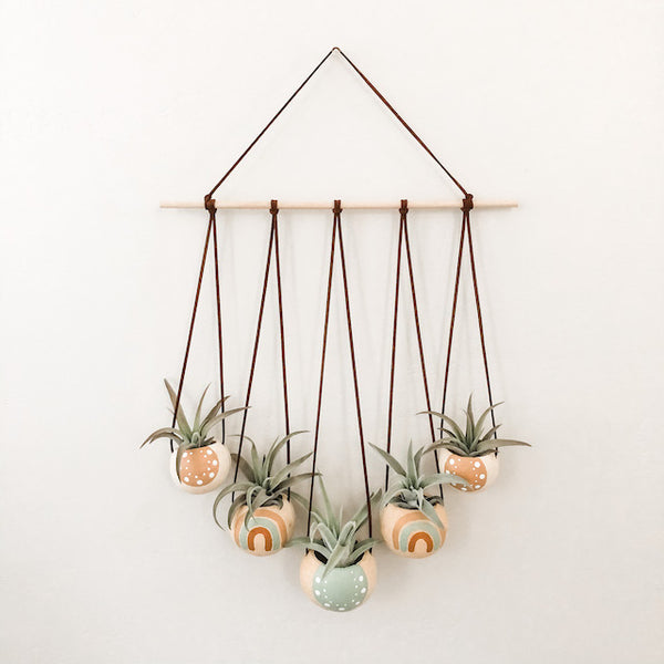 Neutral + Pastel Blue Bell Cup Hanger- Set of 5