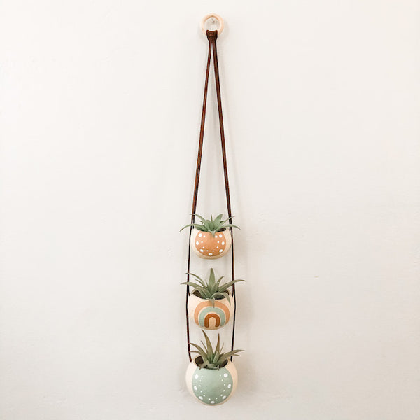 Neutral + Pastel Blue Bell Cup Hanger- Set of 3