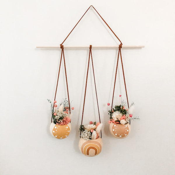 Neutral + Pastel Yellow Bell Cup Hanger- Set of 3