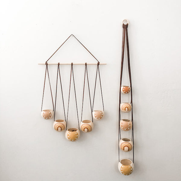 Neutral + Pastel Yellow Bell Cup Hanger- Set of 5