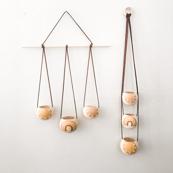 Neutral + Pastel Yellow Bell Cup Hanger- Set of 3