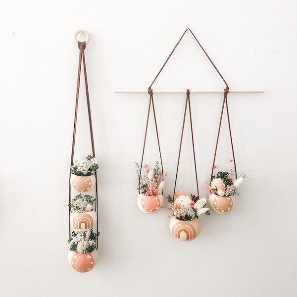 Neutral + Pastel Pink Bell Cup Hanger- Set of 3