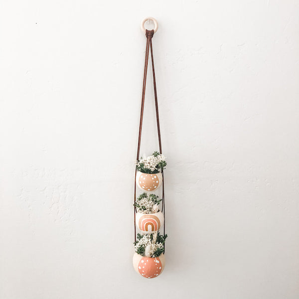 Neutral + Pastel Pink Bell Cup Hanger- Set of 3