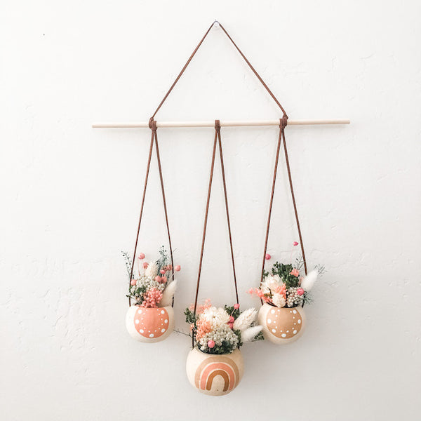 Neutral + Pastel Pink Bell Cup Hanger- Set of 3