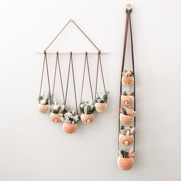 Neutral + Pastel Pink Bell Cup Hanger- Set of 5