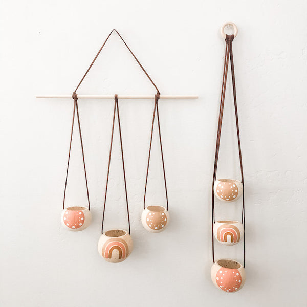 Neutral + Pastel Pink Bell Cup Hanger- Set of 3