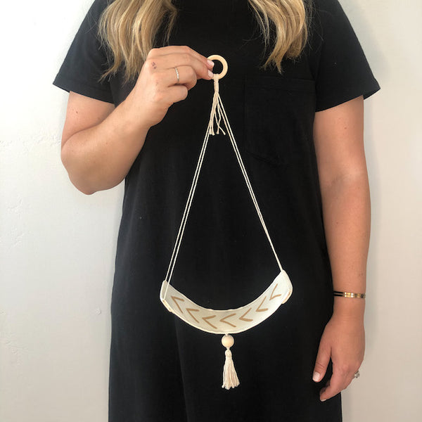 Hanging Canvas Air Plant Hammock- Tan Arrows