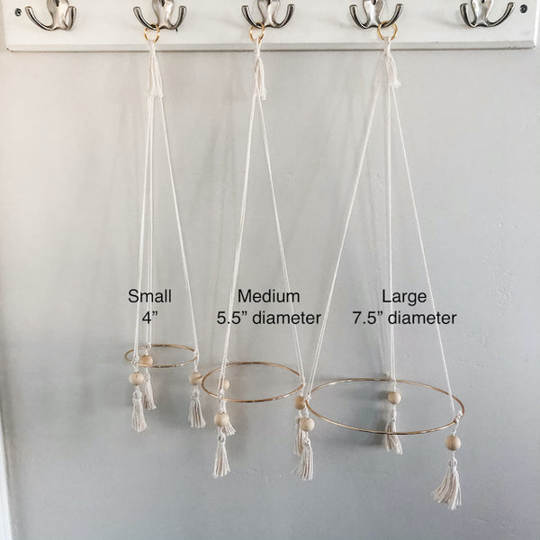 Hanging Gold Hoop Air Plant Throne, Large