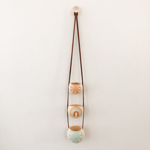 Neutral + Pastel Blue Bell Cup Hanger- Set of 3