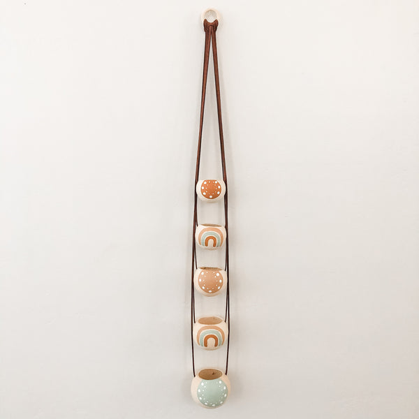 Neutral + Pastel Blue Bell Cup Hanger- Set of 5
