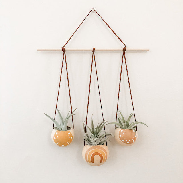 Neutral + Pastel Yellow Bell Cup Hanger- Set of 3