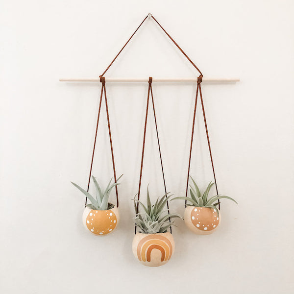 Neutral + Pastel Yellow Bell Cup Hanger- Set of 3