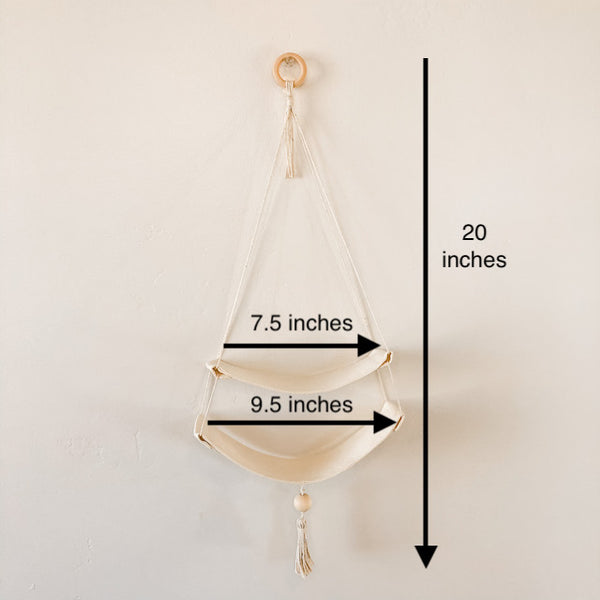 Double Decker Hanging Canvas Air Plant Hammock- Natural