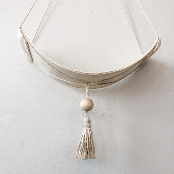 Double Decker Hanging Canvas Air Plant Hammock- Natural
